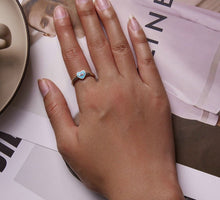 Load image into Gallery viewer, Blue Heart Evil Eye Silver Ring - Ring