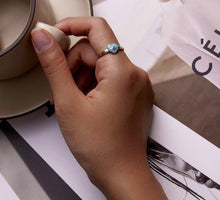 Load image into Gallery viewer, Blue Heart Evil Eye Silver Ring - Ring