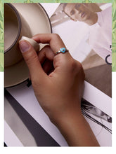 Load image into Gallery viewer, Blue Heart Evil Eye Silver Ring - Ring