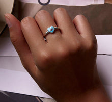 Load image into Gallery viewer, Blue Heart Evil Eye Silver Ring - Ring