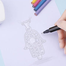 Load image into Gallery viewer, Blue Stone Evil Eye Design Hamsa Hand Silver Necklace - Necklace