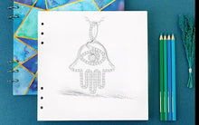 Load image into Gallery viewer, Blue Stone Evil Eye in Hamsa Hand Silver Pendant and Necklace - NecklacePendant and Chain