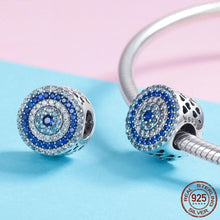 Load image into Gallery viewer, Blue Stone Evil Eye Silver Charm Bead - Charm Bead