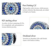 Load image into Gallery viewer, Blue Stone Evil Eye Silver Charm Bead - Charm Bead