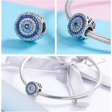 Load image into Gallery viewer, Blue Stone Evil Eye Silver Charm Bead - Charm Bead