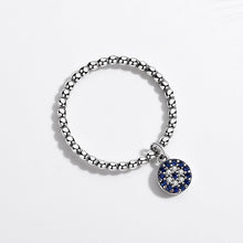 Load image into Gallery viewer, Blue Stone Evil Eye Silver Drop Ring - Ring6