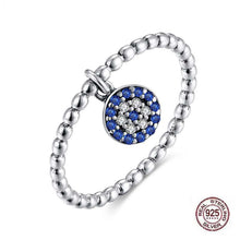 Load image into Gallery viewer, Blue Stone Evil Eye Silver Drop Ring - Ring6