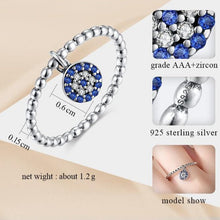 Load image into Gallery viewer, Blue Stone Evil Eye Silver Drop Ring - Ring6