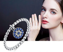 Load image into Gallery viewer, Blue Stone Evil Eye Silver Drop Ring - Ring6