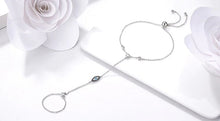 Load image into Gallery viewer, Blue Stone Evil Eye Silver Hand Chain Bracelet - Bracelet