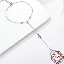 Load image into Gallery viewer, Blue Stone Evil Eye Silver Hand Chain Bracelet - Bracelet