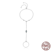 Load image into Gallery viewer, Blue Stone Evil Eye Silver Hand Chain Bracelet - Bracelet