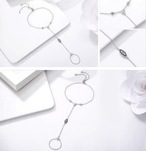 Load image into Gallery viewer, Blue Stone Evil Eye Silver Hand Chain Bracelet - Bracelet