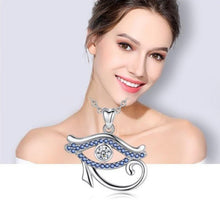 Load image into Gallery viewer, Blue Stone Eye of Horus Silver Pendant and Necklace - NecklaceWith 20" Chain