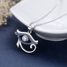 Load image into Gallery viewer, Blue Stone Eye of Horus Silver Pendant and Necklace - NecklaceWith 20" Chain