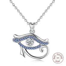 Load image into Gallery viewer, Blue Stone Eye of Horus Silver Pendant and Necklace - NecklaceOnly Pendant