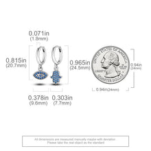 Load image into Gallery viewer, Blue Stone Hamsa Hand and Evil Eye Combination Earrings - Earrings