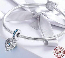 Load image into Gallery viewer, Blue Stone Heart Shaped Evil Eye Silver Pendant - Pendant