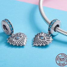 Load image into Gallery viewer, Blue Stone Heart Shaped Evil Eye Silver Pendant - Pendant
