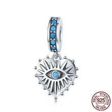 Load image into Gallery viewer, Blue Stone Heart Shaped Evil Eye Silver Pendant - Pendant