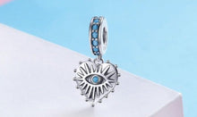 Load image into Gallery viewer, Blue Stone Heart Shaped Evil Eye Silver Pendant - Pendant