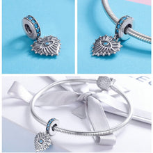 Load image into Gallery viewer, Blue Stone Heart Shaped Evil Eye Silver Pendant - Pendant