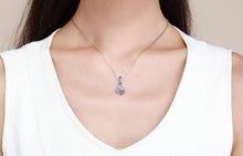 Load image into Gallery viewer, Blue Stone Heart Shaped Evil Eye Silver Pendant - Pendant
