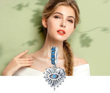 Load image into Gallery viewer, Blue Stone Heart Shaped Evil Eye Silver Pendant - Pendant
