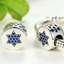 Load image into Gallery viewer, Blue Stone Star Design Evil Eye Silver Charm Bead - Charm Bead