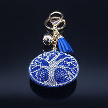 Load image into Gallery viewer, Blue Stone Studded Tree of Life Keychain - Keychain