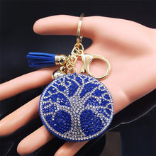 Load image into Gallery viewer, Blue Stone Studded Tree of Life Keychain - Keychain