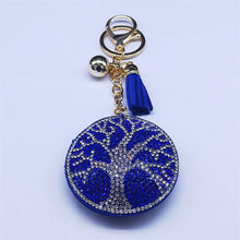 Load image into Gallery viewer, Blue Stone Studded Tree of Life Keychain - Keychain