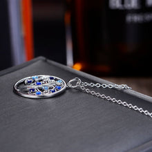 Load image into Gallery viewer, Blue Stone Studded Tree of Life Silver Necklace - Necklace
