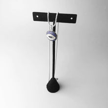 Load image into Gallery viewer, Blue, White and Black Stone Evil Eye Silver Necklace - Necklace53cm
