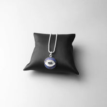 Load image into Gallery viewer, Blue, White and Black Stone Evil Eye Silver Necklace - Necklace53cm
