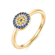 Load image into Gallery viewer, Blue, White and Yellow Stone Evil Eye Silver Rings - Ring8Gold