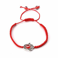 Load image into Gallery viewer, Braided Rope Humsa Hand Shaped Evil Eye Bracelet - JewelleryRed