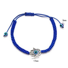 Load image into Gallery viewer, Braided Rope Humsa Hand Shaped Evil Eye Bracelet - JewelleryBlue