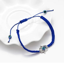 Load image into Gallery viewer, Braided Rope Humsa Hand Shaped Evil Eye Bracelet - JewelleryBlue
