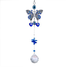 Load image into Gallery viewer, Butterfly with Evil Eyes Wall Hanging with Suncatcher Crystals - Wall Hanging
