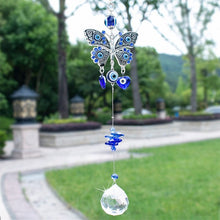 Load image into Gallery viewer, Butterfly with Evil Eyes Wall Hanging with Suncatcher Crystals - Wall Hanging