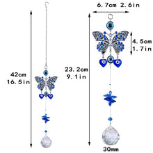 Load image into Gallery viewer, Butterfly with Evil Eyes Wall Hanging with Suncatcher Crystals - Wall Hanging