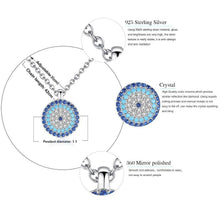 Load image into Gallery viewer, Circular Blue and White Stone Evil Eye Silver Necklace - Necklace
