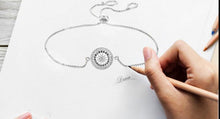 Load image into Gallery viewer, Circular Blue and White Stones Evil Eye Silver Bracelets - BraceletGold