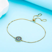 Load image into Gallery viewer, Circular Blue and White Stones Evil Eye Silver Bracelets - BraceletGold