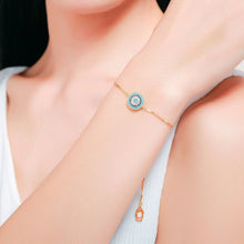 Load image into Gallery viewer, Circular Blue and White Stones Evil Eye Silver Bracelets - BraceletSilver