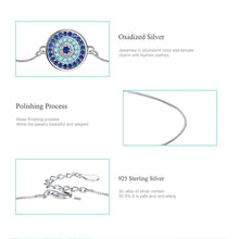 Load image into Gallery viewer, Circular Blue Stones Evil Eye Silver Bracelet - Bracelet