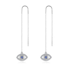 Load image into Gallery viewer, Circular Evil Eye Silver Threader Earrings - EarringsEye Shaped Evil Eyes