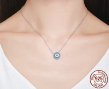 Load image into Gallery viewer, Circular Mosaic-style Evil Eye Silver Necklace - NecklaceSilver