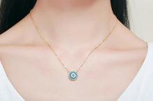 Load image into Gallery viewer, Circular Mosaic-style Evil Eye Silver Necklace - NecklaceGold